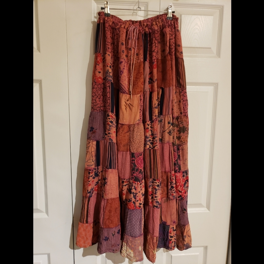 Lotus Patchwork maxi skirt